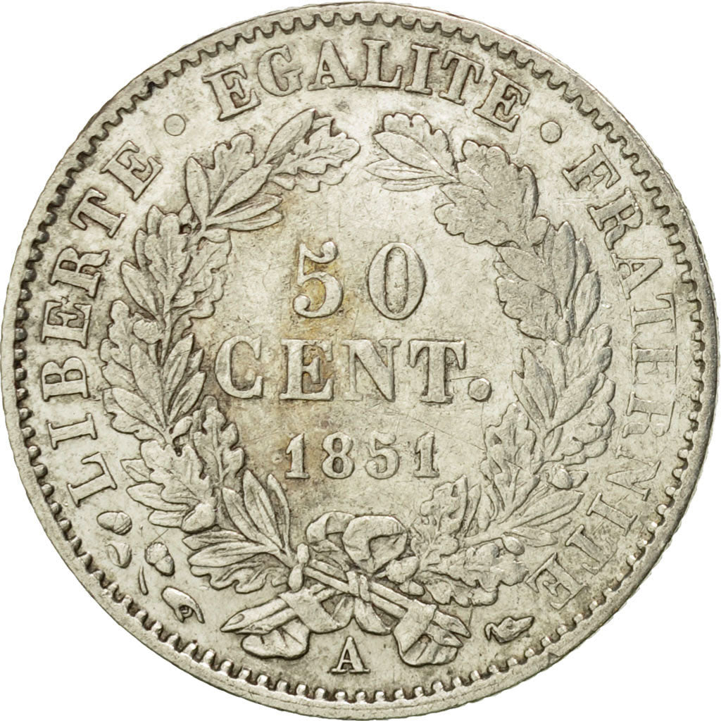 Münze, Frankreich, 50 Centimes, 1851, Paris, SS+, Silber, KM:769.1, Gadoury:411