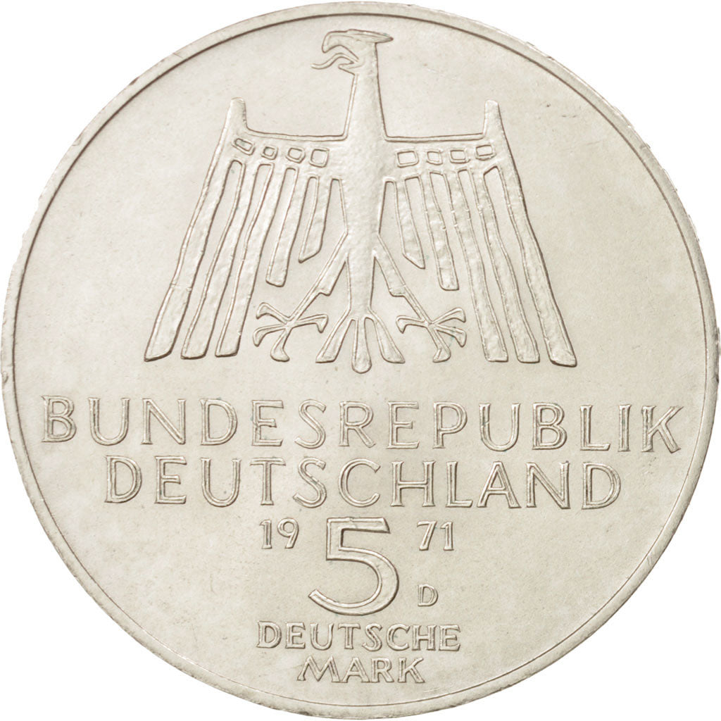 Münze, Bundesrepublik Deutschland, 5 Mark, 1971, Munich, Germany, VZ, Silber