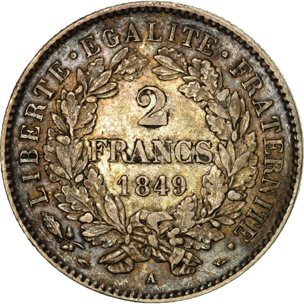 Coin, France, Cérès, 2 Francs, 1849, Paris, AU(50-53), Silver, KM:760.1