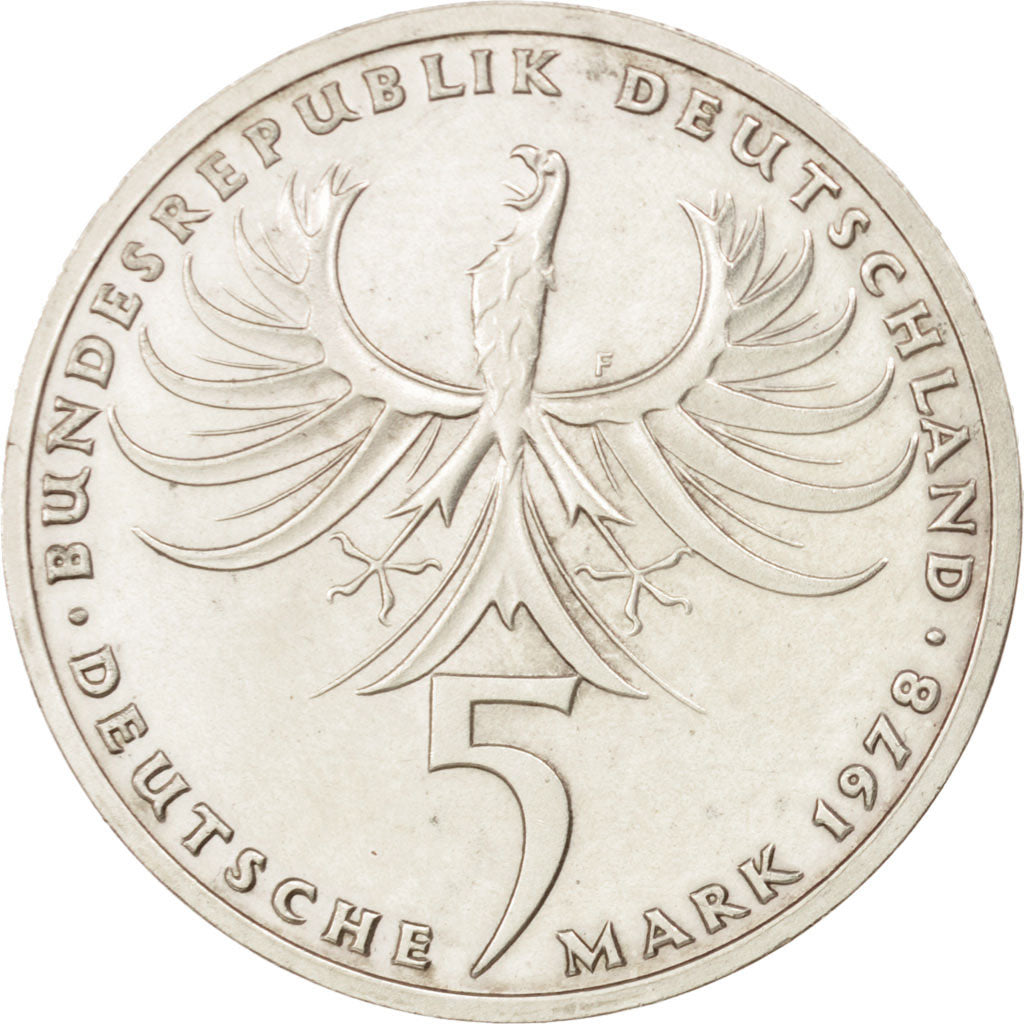 GERMANIA - REPUBBLICA FEDERALE, 5 Mark, 1978, Stuttgart, Germany, SPL-, Argen...