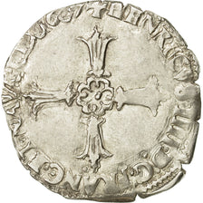 Coin, France, Henri IV, 1/8 Ecu, 1607, Nantes, EF(40-45), Silver, Sombart:4688