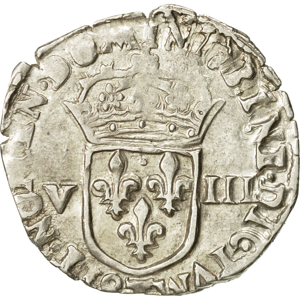 Coin, France, Henri IV, 1/8 Ecu, 1607, Nantes, EF(40-45), Silver, Sombart:4688