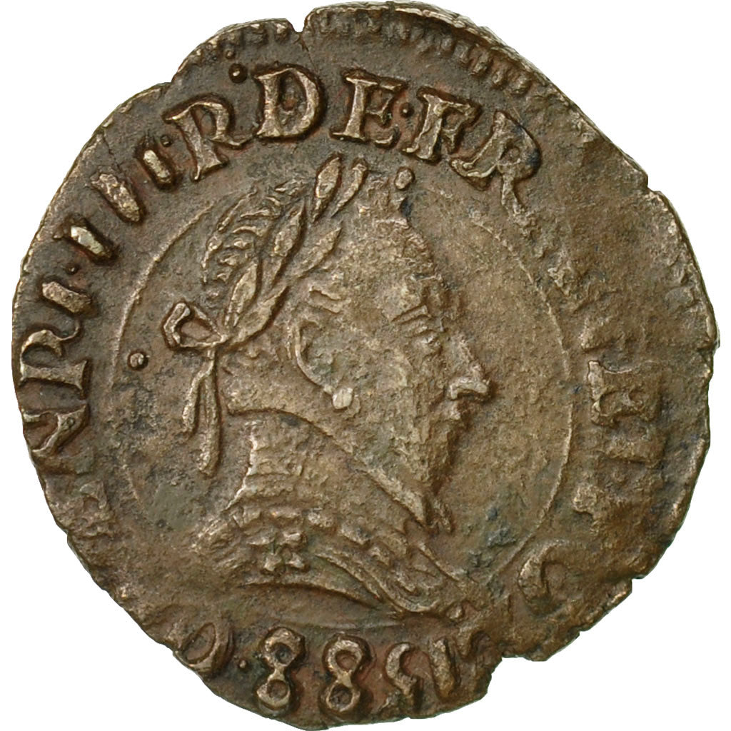 Monnaie, France, Henri III, Double Tournois, 1588, Lyon, TTB+, Cuivre, CGKL:66