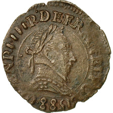 Monnaie, France, Henri III, Double Tournois, 1588, Lyon, TTB+, Cuivre, CGKL:66