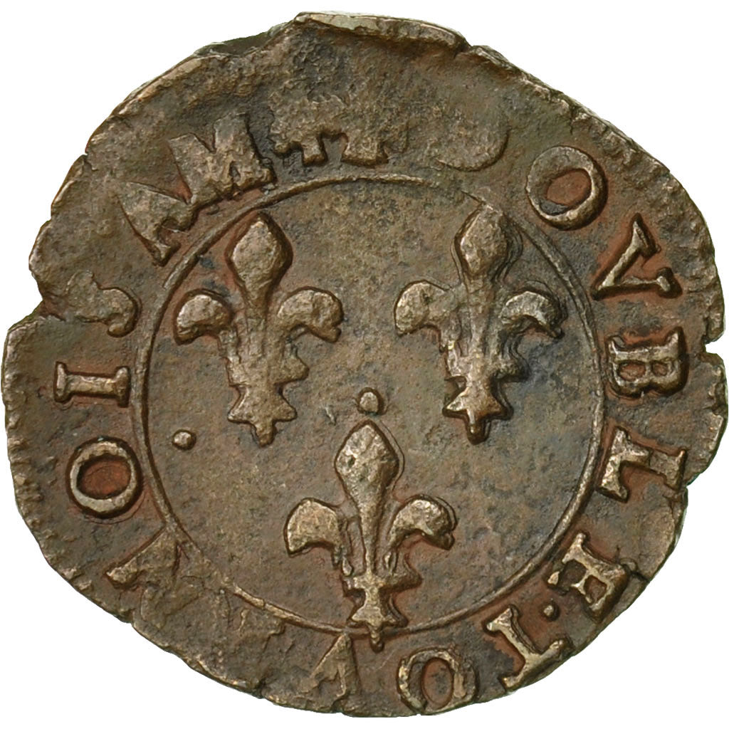 Monnaie, France, Henri III, Double Tournois, 1588, Lyon, TTB+, Cuivre, CGKL:66