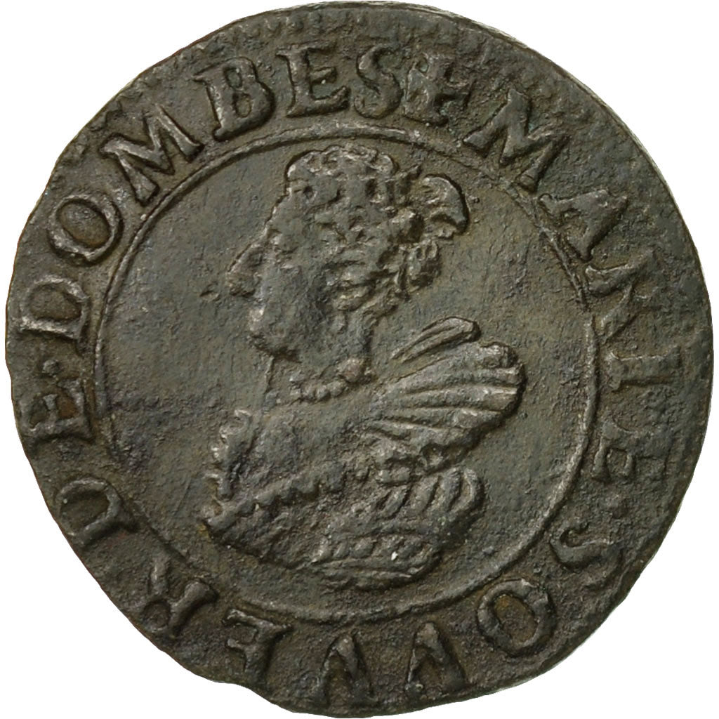 Monnaie, France, DOMBES, Marie de Montpensier, Double Tournois, 1627, Trévoux