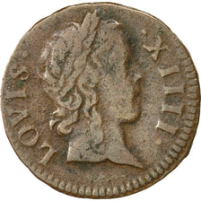 Coin, France, Louis XIV, Denier Tournois, 1648, Paris, Rare, VF(30-35), Copper