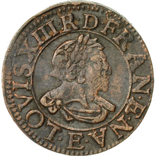 Coin, France, Louis XIII, Double Tournois, 1638, Tours, EF(40-45), Copper