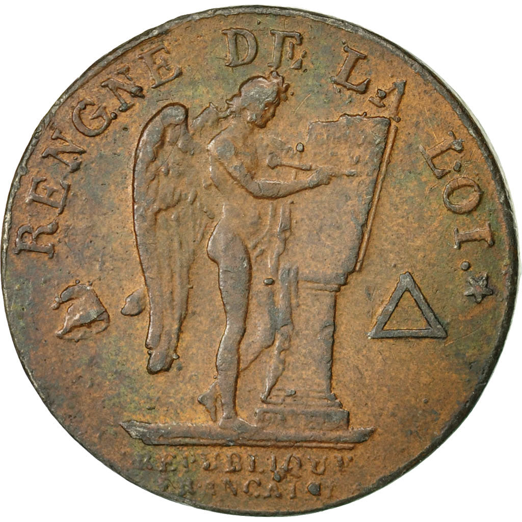 Coin, France, Essai au module du Sol au génie, 1792, VF(30-35), Bronzed Tin