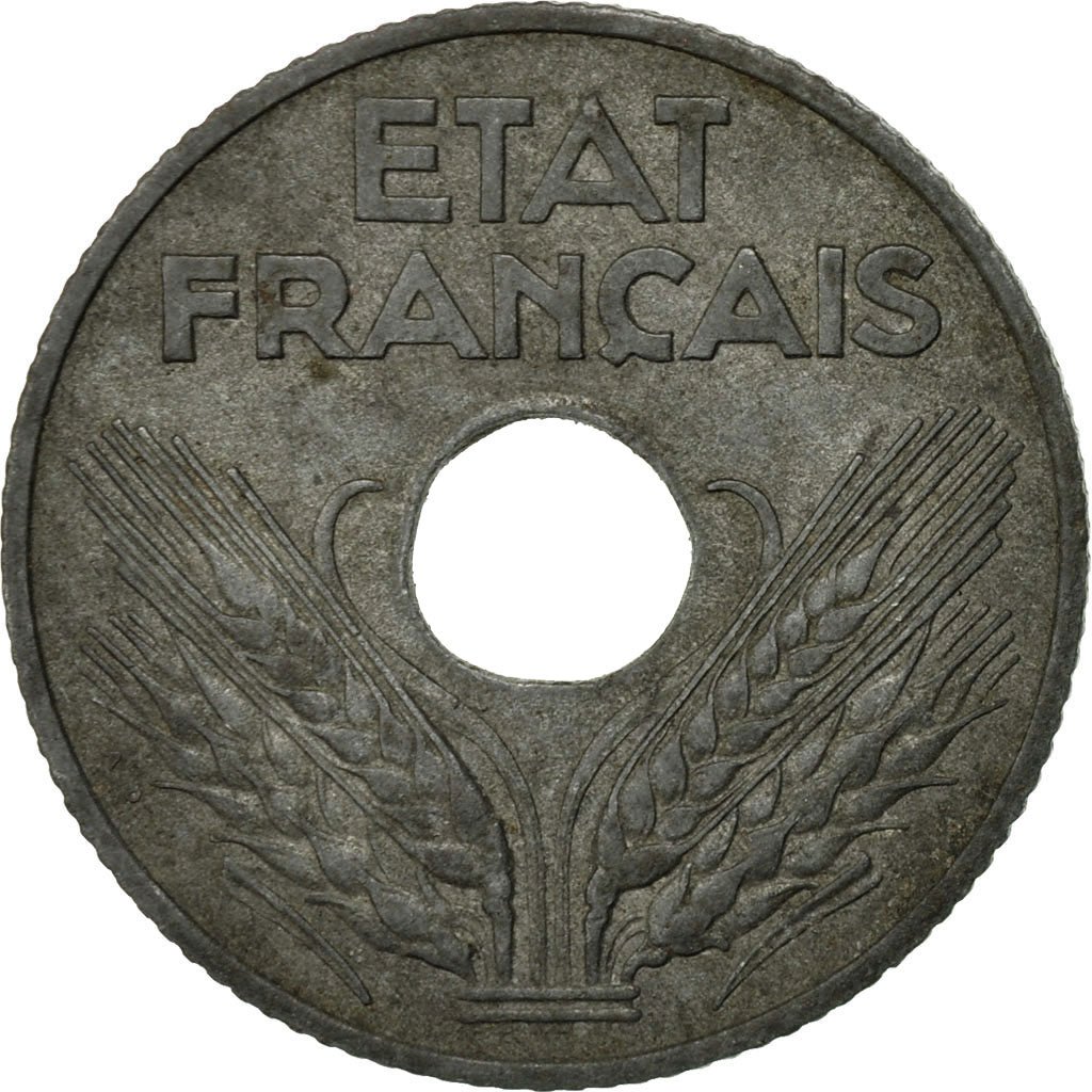 Moneta, Francia, État français, 20 Centimes, 1941, Paris, Large reeding on