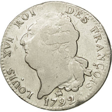 Coin, France, Louis XVI, Ecu de 6 Livres, 1792, Rouen, VF(20-25), Silver