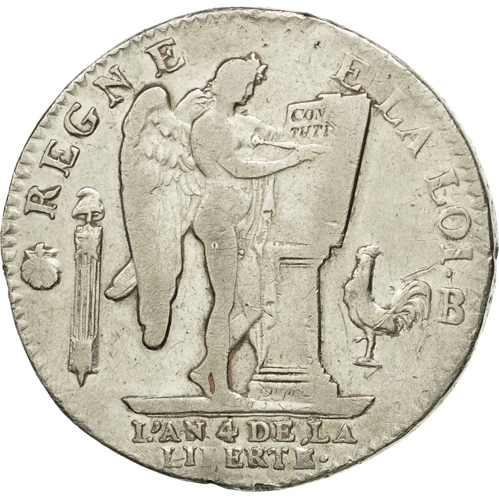 Coin, France, Louis XVI, Ecu de 6 Livres, 1792, Rouen, VF(20-25), Silver