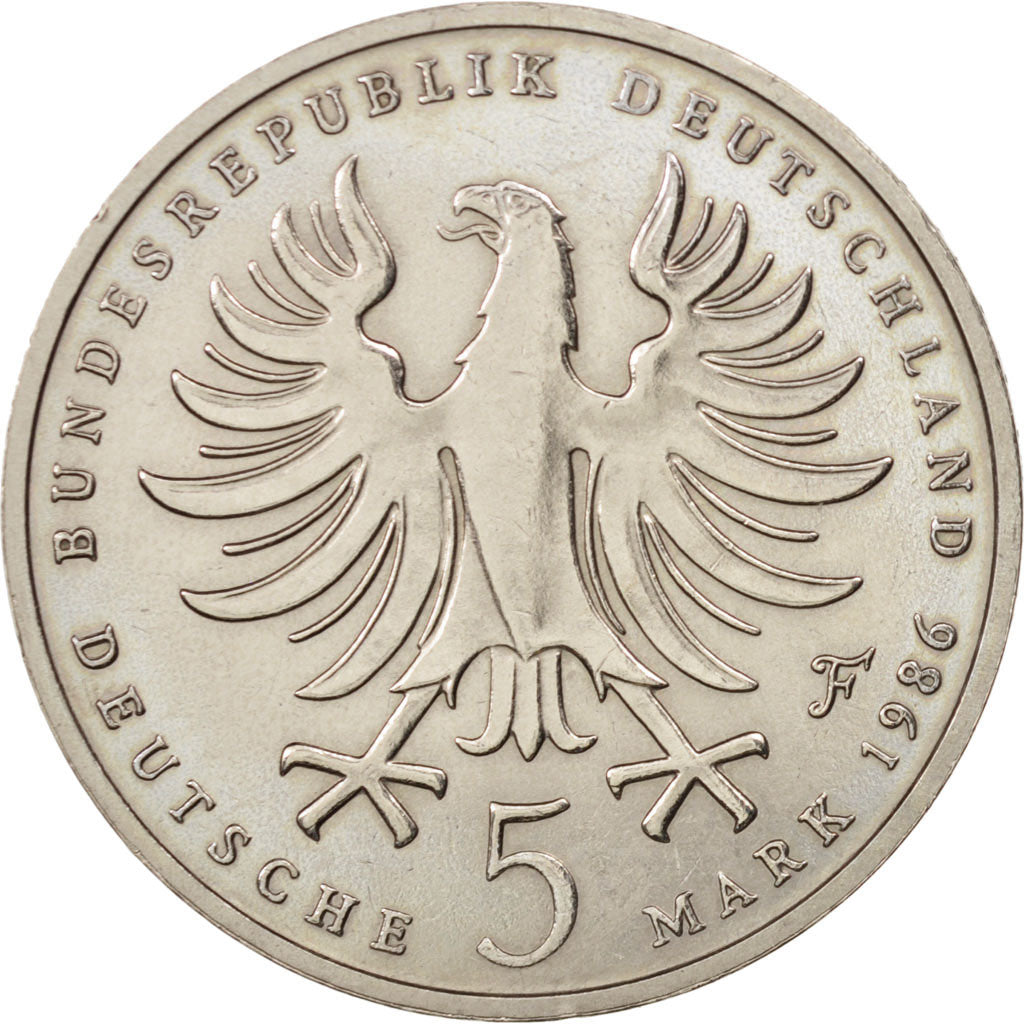 GERMANIA - REPUBBLICA FEDERALE, 5 Mark, 1986, Stuttgart, Germany, SPL-, Niche...