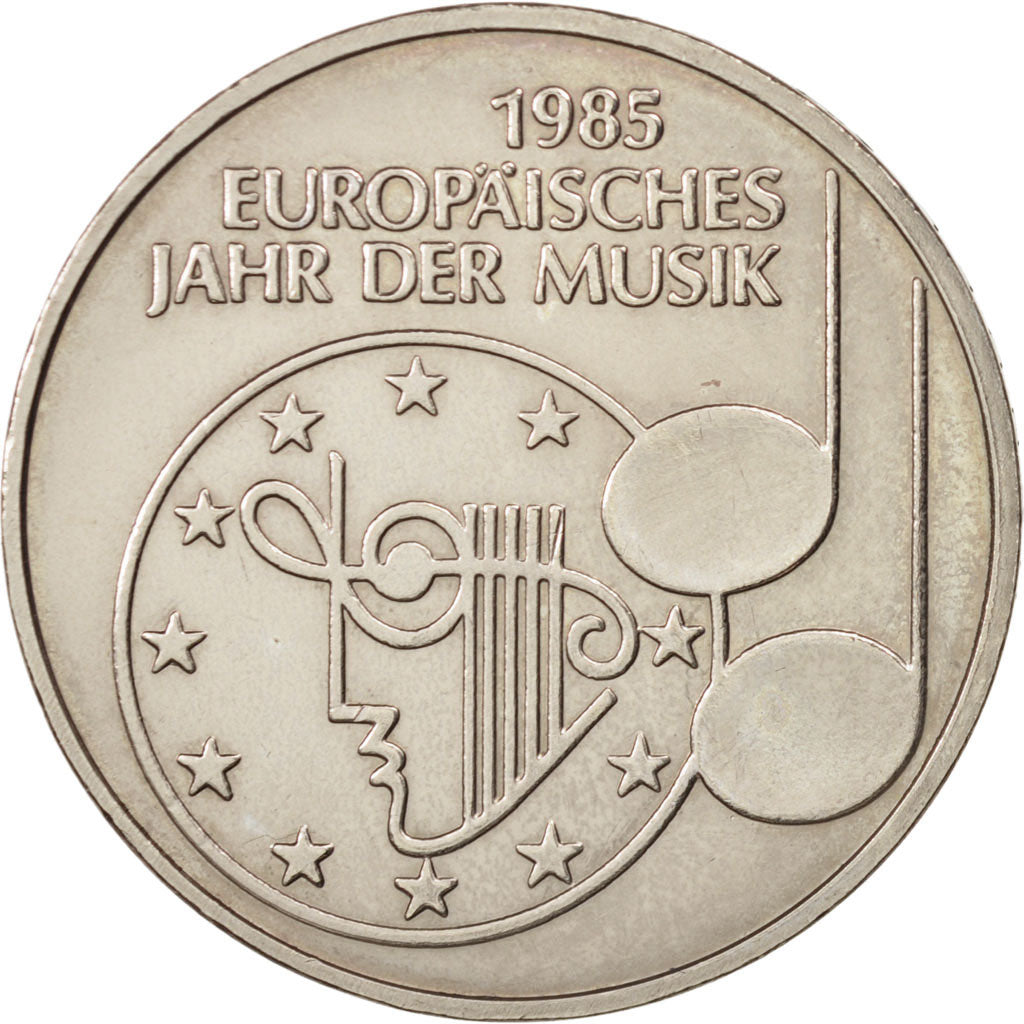 GERMANIA - REPUBBLICA FEDERALE, 5 Mark, 1985, Stuttgart, Germany, BB+, Nichel...