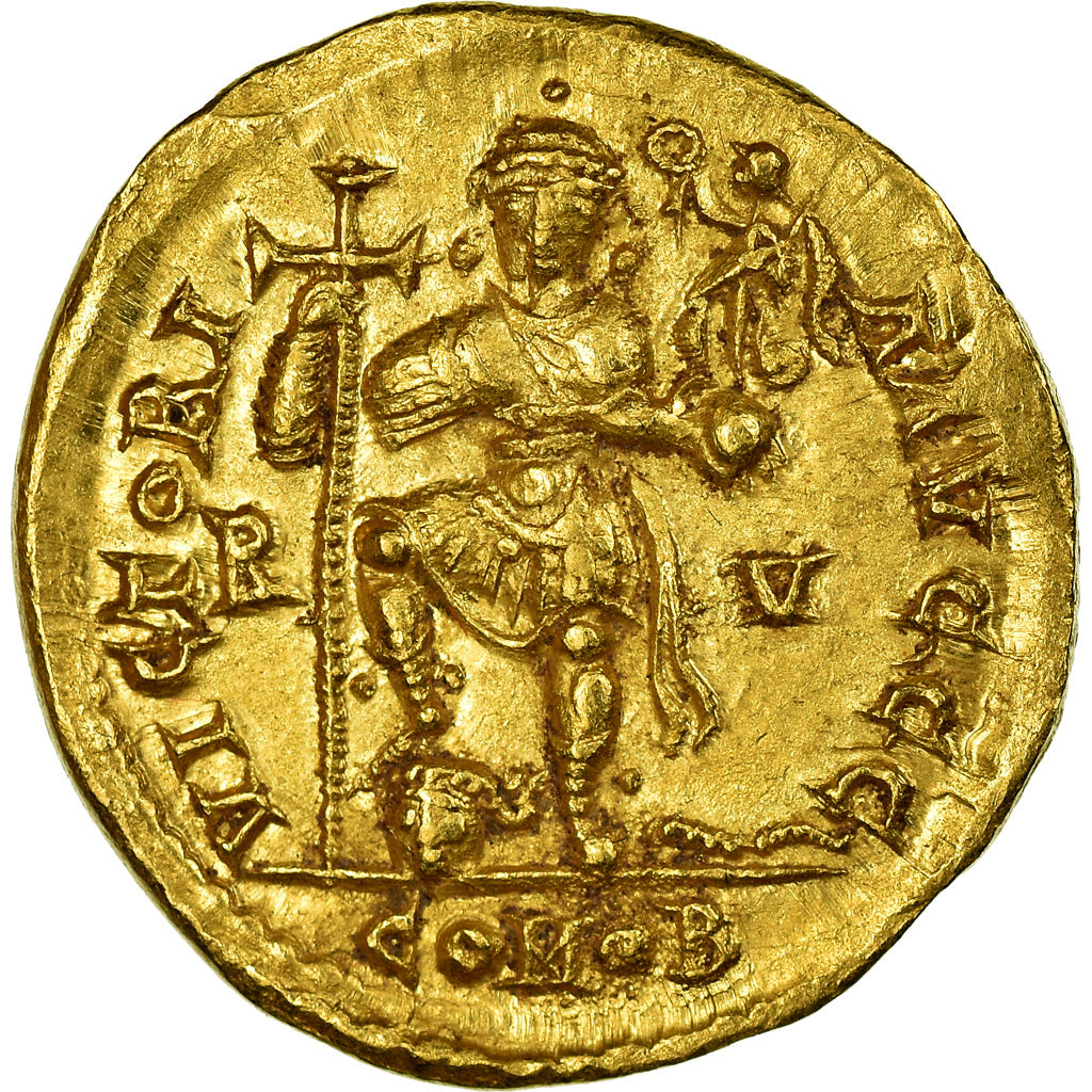 Coin, Valentinian III, Solidus, Ravenna, AU(55-58), Gold, Cohen:19