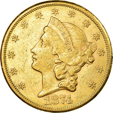 Moneta, Stati Uniti, $20, Double Eagle, 1874, Carson City, BB, Oro, KM:74.2
