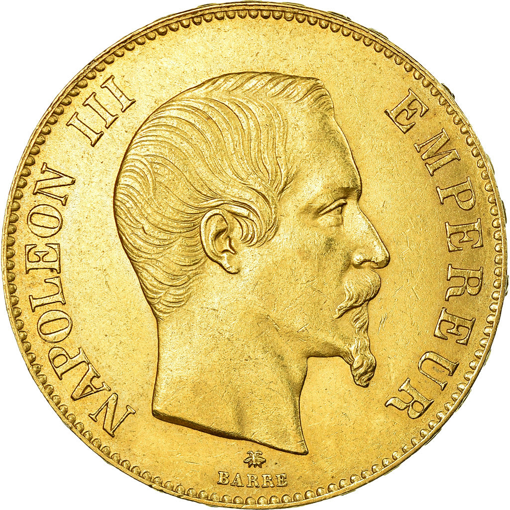 Moneta, Francja, Napoleon III, 100 Francs, 1859, Strasbourg, AU(55-58), Złoto