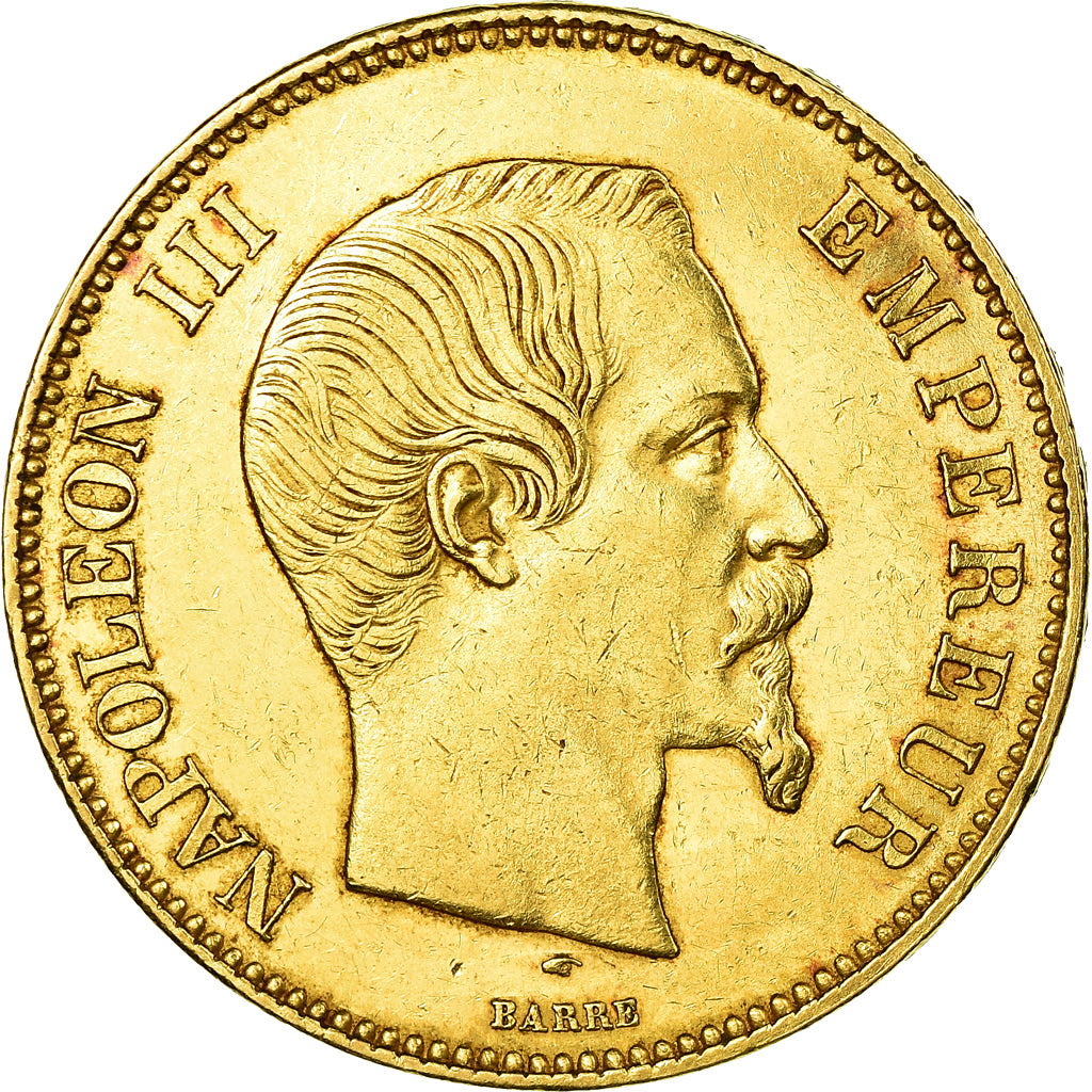 Coin, France, Napoleon III, 100 Francs, 1855, Paris, AU(55-58), Gold