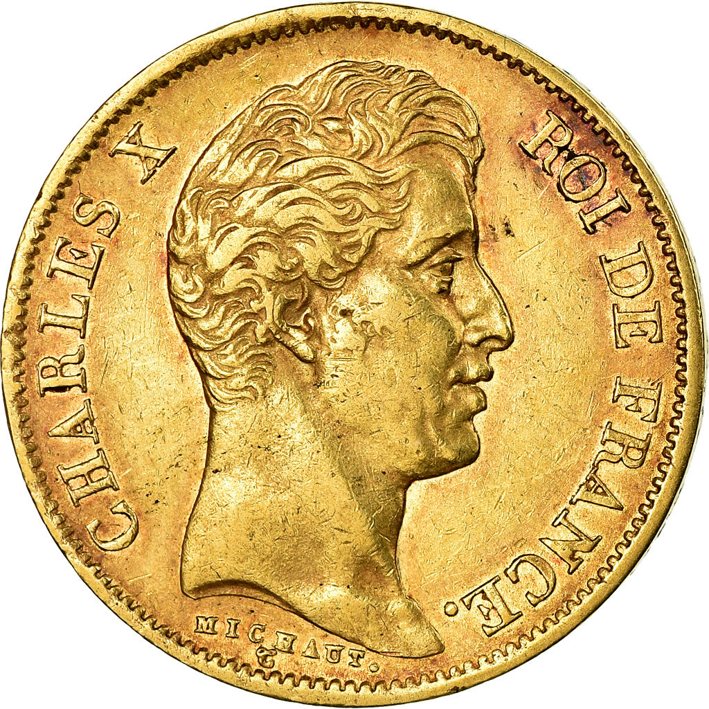 Moneda, Francia, Charles X, 40 Francs, 1830, Paris, MBC, Oro, Gadoury:1105