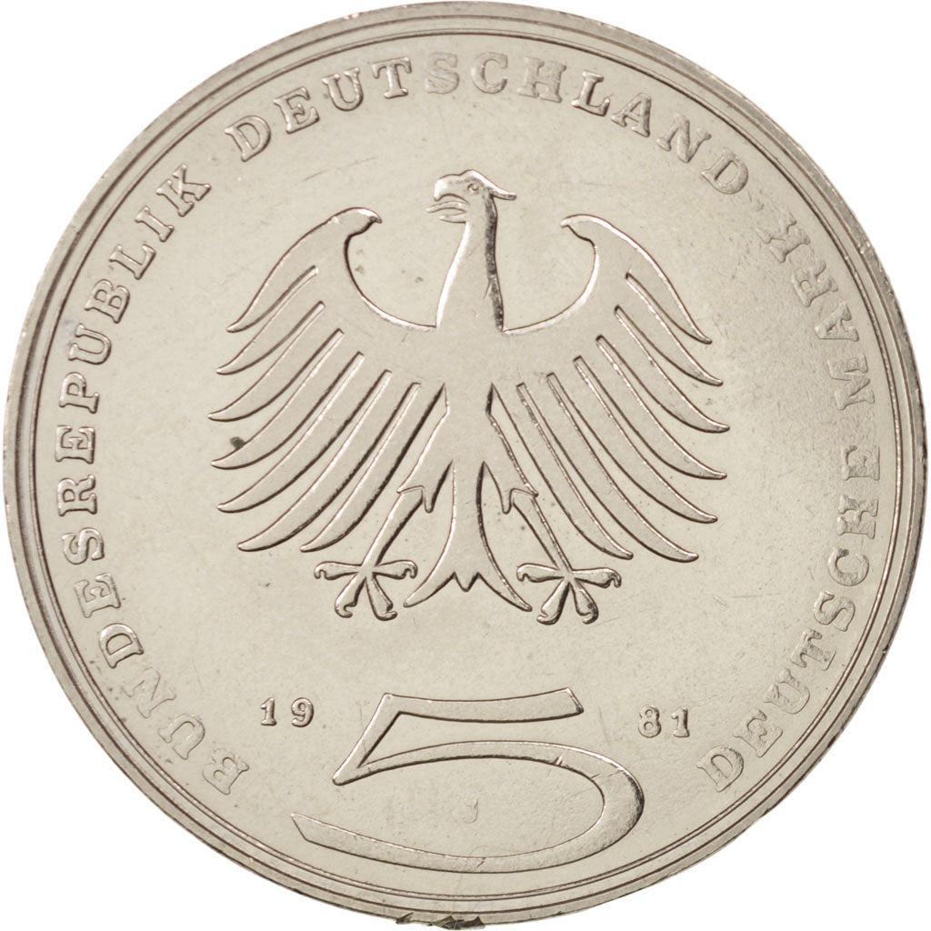 République fédérale allemande, 5 Mark, 1981, Hamburg, TTB+, KM:154