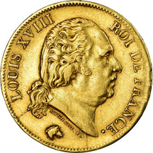 Moneta, Francja, Louis XVIII, 40 Francs, 1818, Lille, AU(50-53), Złoto