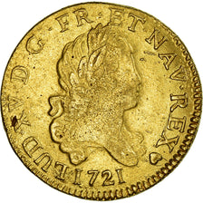 Moeda, França, Louis XV, Louis d'Or, 1721, Strasbourg, EF(40-45), Dourado