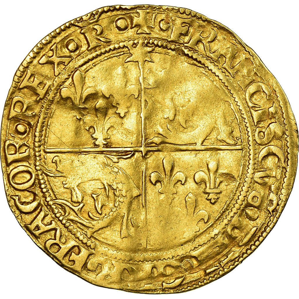 Moneta, Francja, François Ier, Ecu d'or du Dauphiné, Romans, EF(40-45)