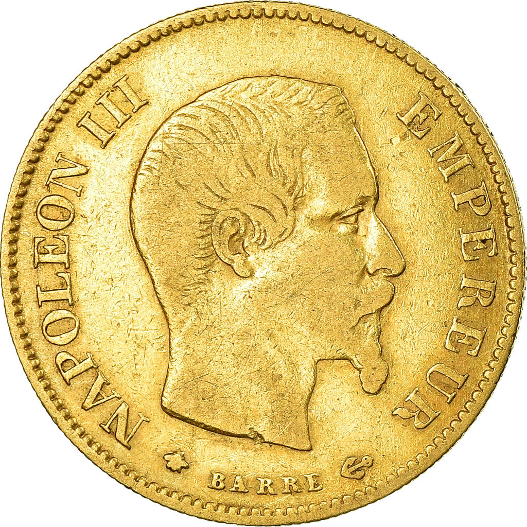 Münze, Frankreich, Napoleon III, 10 Francs, 1858, Strasbourg, S+, Gold