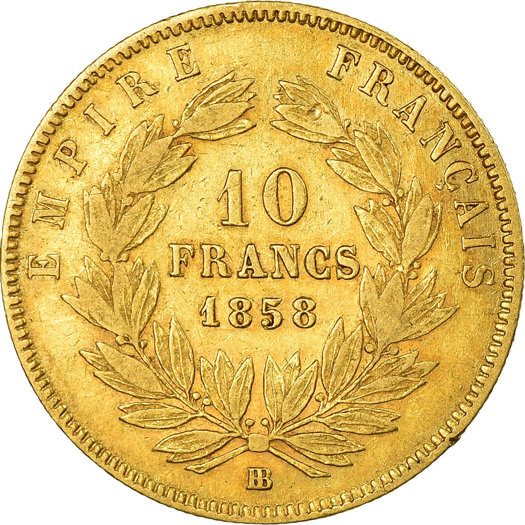 Münze, Frankreich, Napoleon III, 10 Francs, 1858, Strasbourg, S+, Gold
