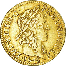 Moneda, Francia, Louis XIII, 1/2 Louis d'or, 1643, Paris, MBC, Oro, Gadoury:57