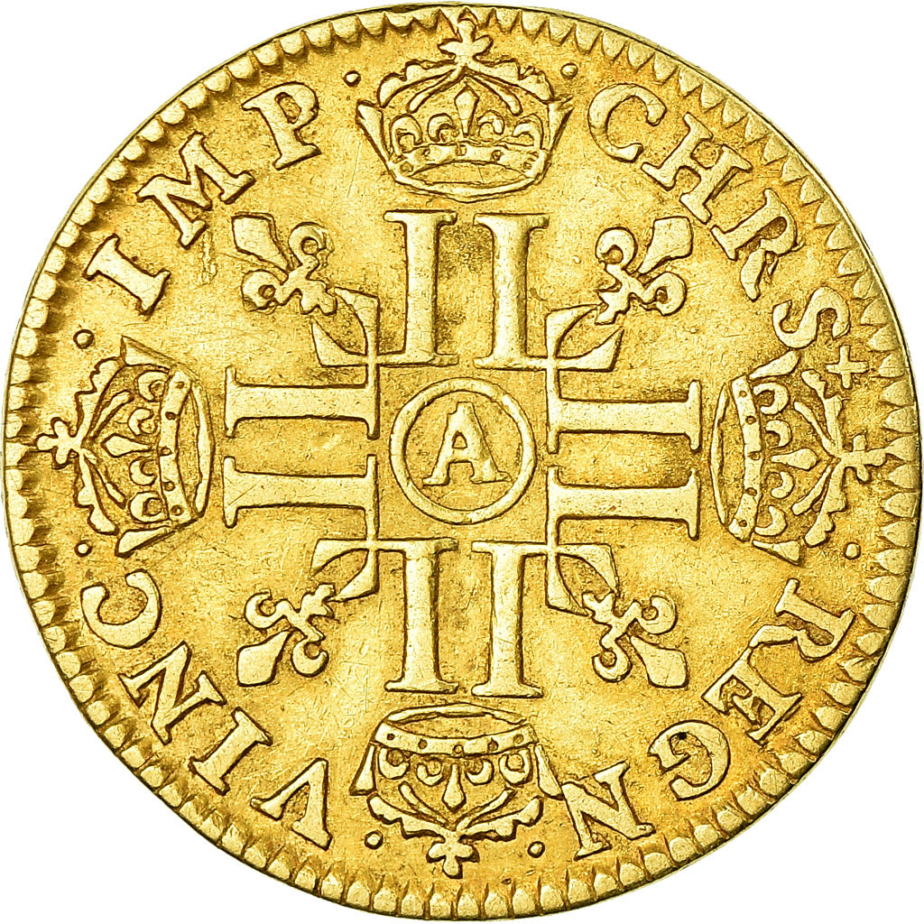 Moneda, Francia, Louis XIII, 1/2 Louis d'or, 1643, Paris, MBC, Oro, Gadoury:57