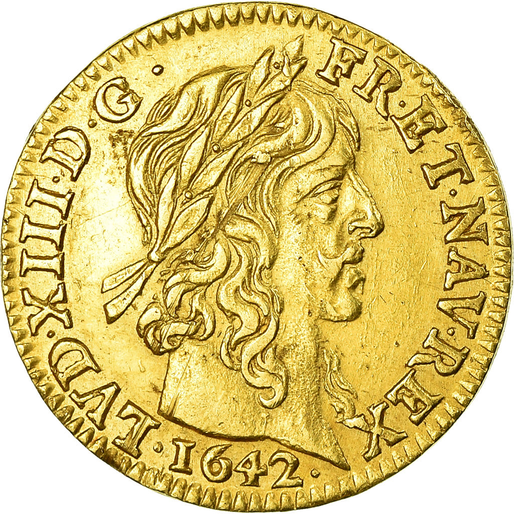 Coin, France, Louis XIII, 1/2 Louis d'or, 1642, Paris, AU(55-58), Gold