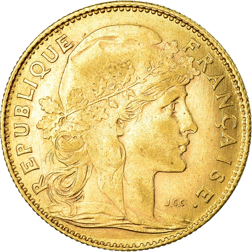 Moneta, Francja, Marianne, 10 Francs, 1910, Paris, AU(50-53), Złoto
