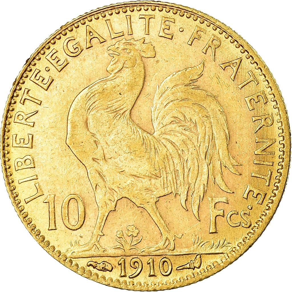 Moneta, Francja, Marianne, 10 Francs, 1910, Paris, AU(50-53), Złoto