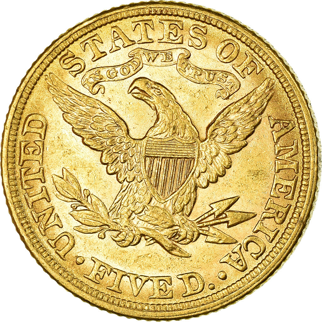 Munten, Verenigde Staten, $5, Half Eagle, 1881, Philadelphia, PR, Goud, KM:101
