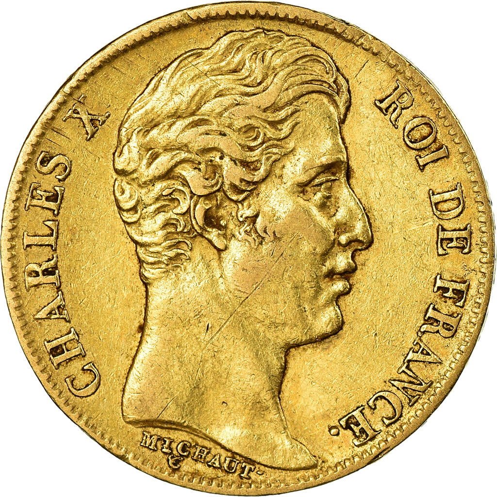 Coin, France, Charles X, 20 Francs, 1825, Paris, AU(50-53), Gold, Gadoury:1029