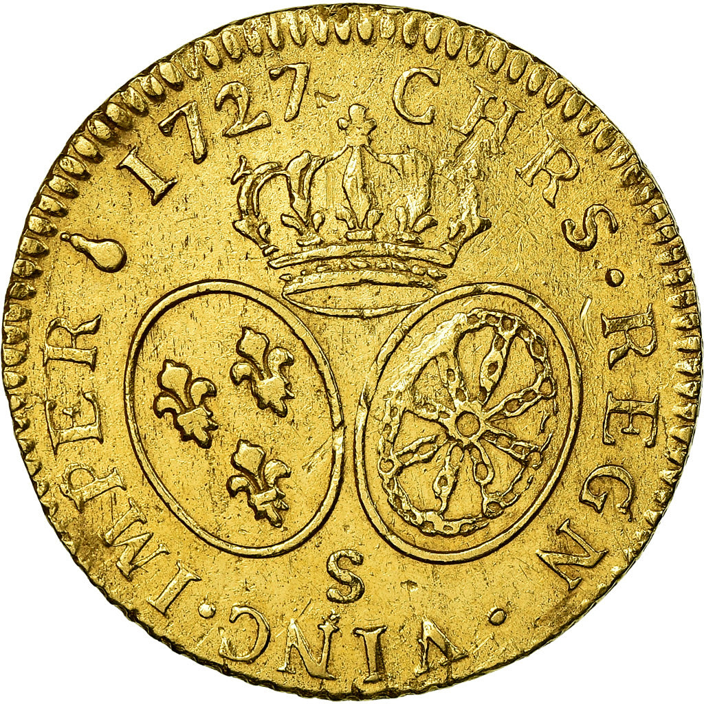 Münze, Frankreich, Louis XV, Louis d'Or, 1727, Reims, SS, Gold, Gadoury:340