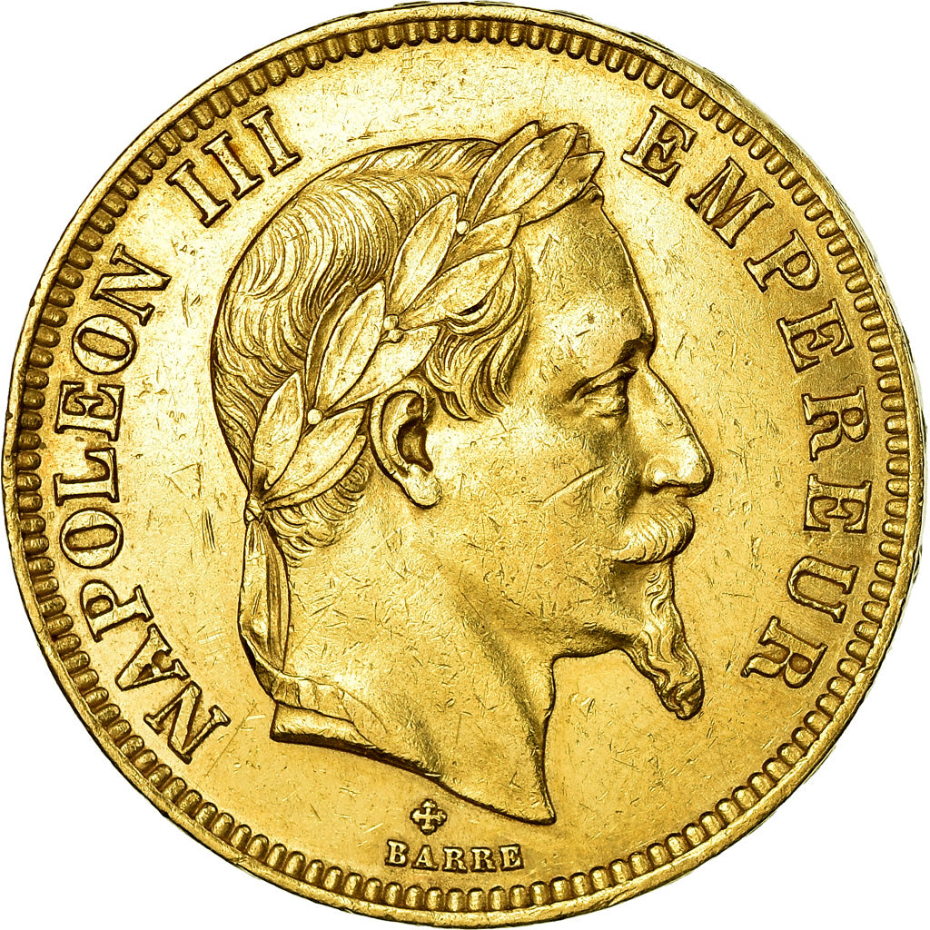 Münze, Frankreich, Napoleon III, 100 Francs, 1863, Strasbourg, VZ, Gold