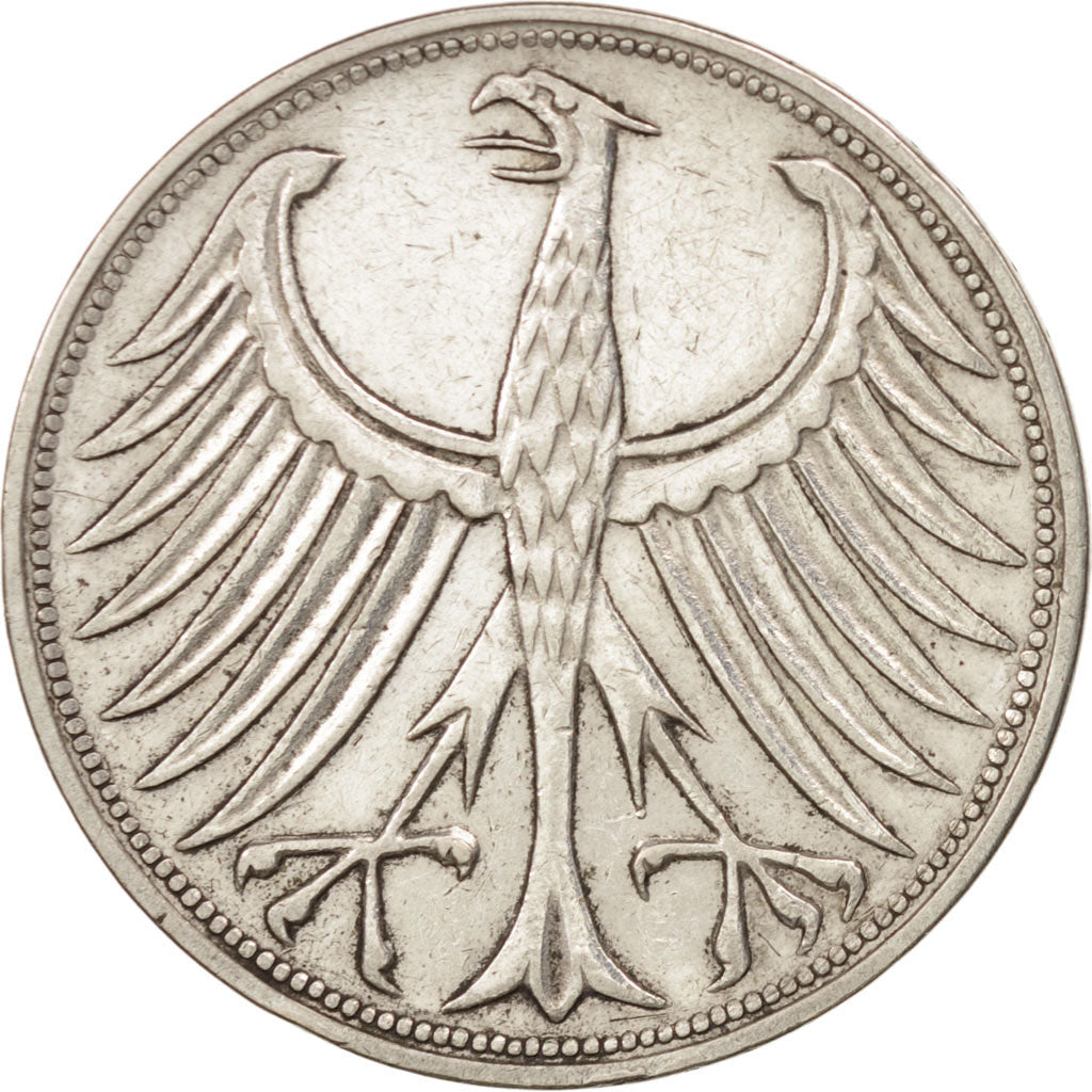 République fédérale allemande, 5 Mark, 1966, Karlsruhe, TTB, Argent, KM:112.1