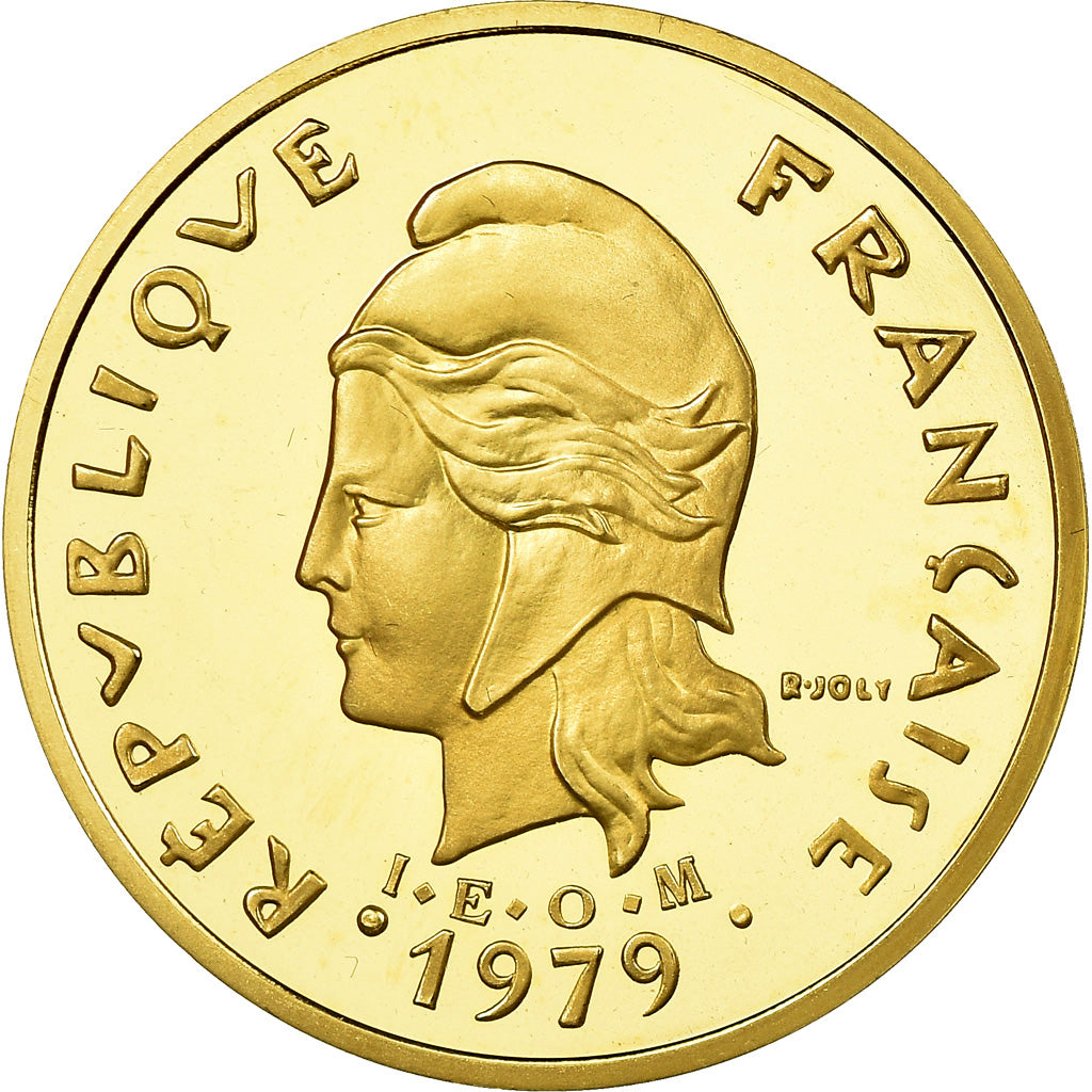 Coin, New Hebrides, 20 Francs, 1979, Paris, Piéfort, MS(65-70), Gold