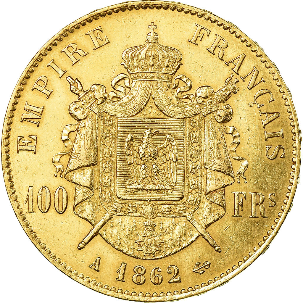 Coin, France, Napoleon III, 100 Francs, 1862, Paris, AU(55-58), Gold