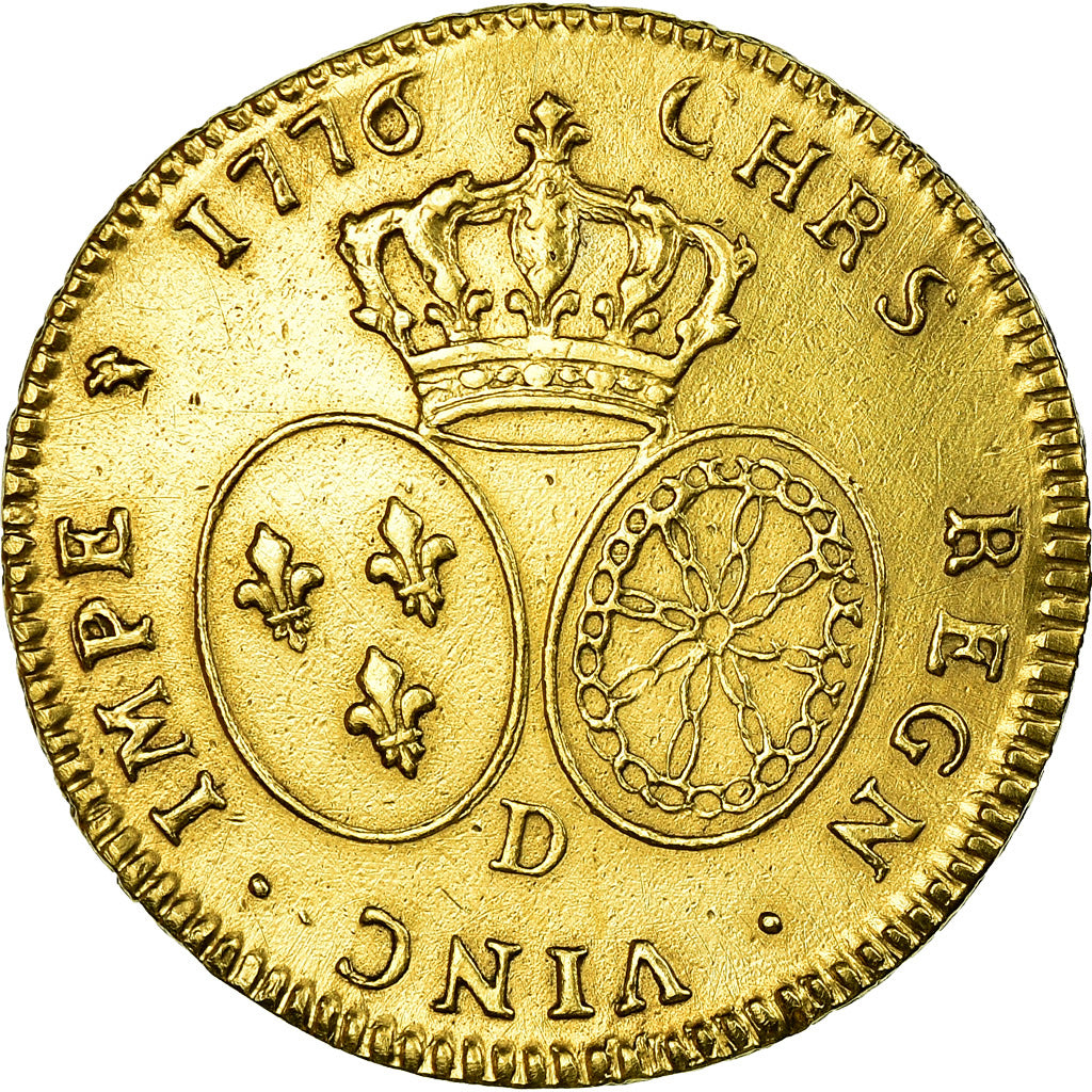 Coin, France, Louis XVI, Double Louis d'or, 1776, Lyon, AU(55-58), Gold