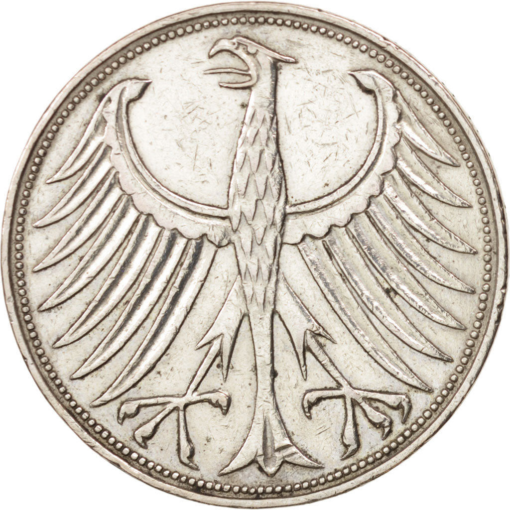 GERMANIA - REPUBBLICA FEDERALE, 5 Mark, 1966, Hamburg, BB, Argento, KM:112.1