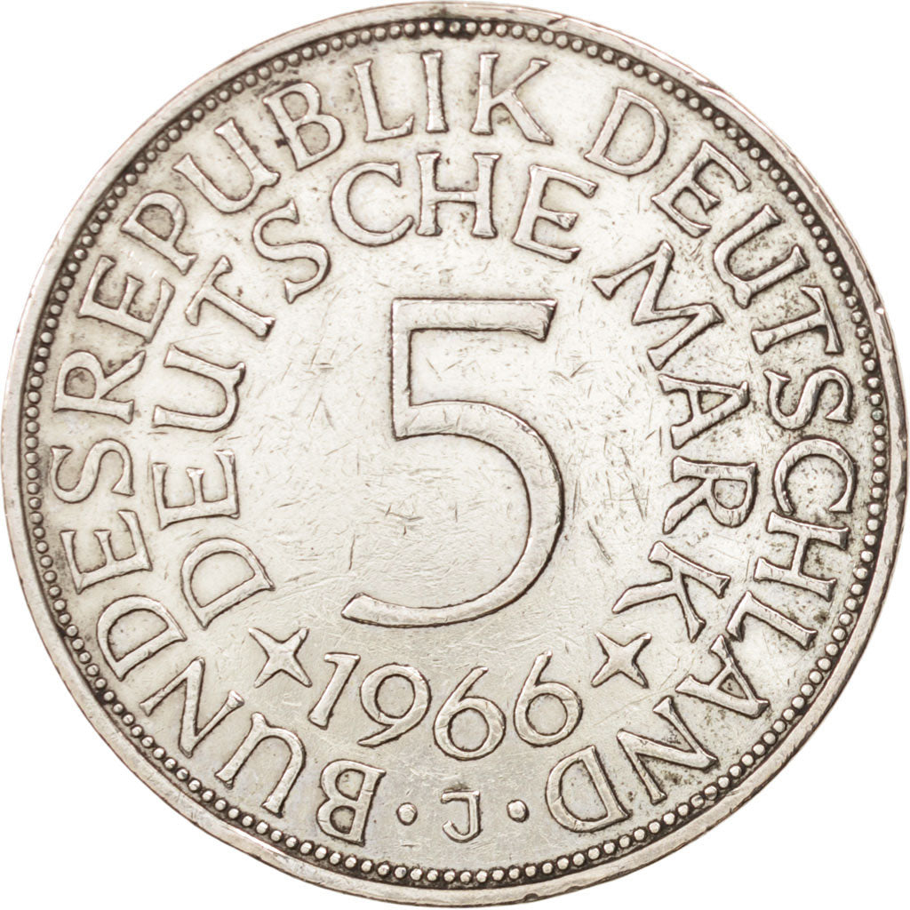 GERMANIA - REPUBBLICA FEDERALE, 5 Mark, 1966, Hamburg, BB, Argento, KM:112.1