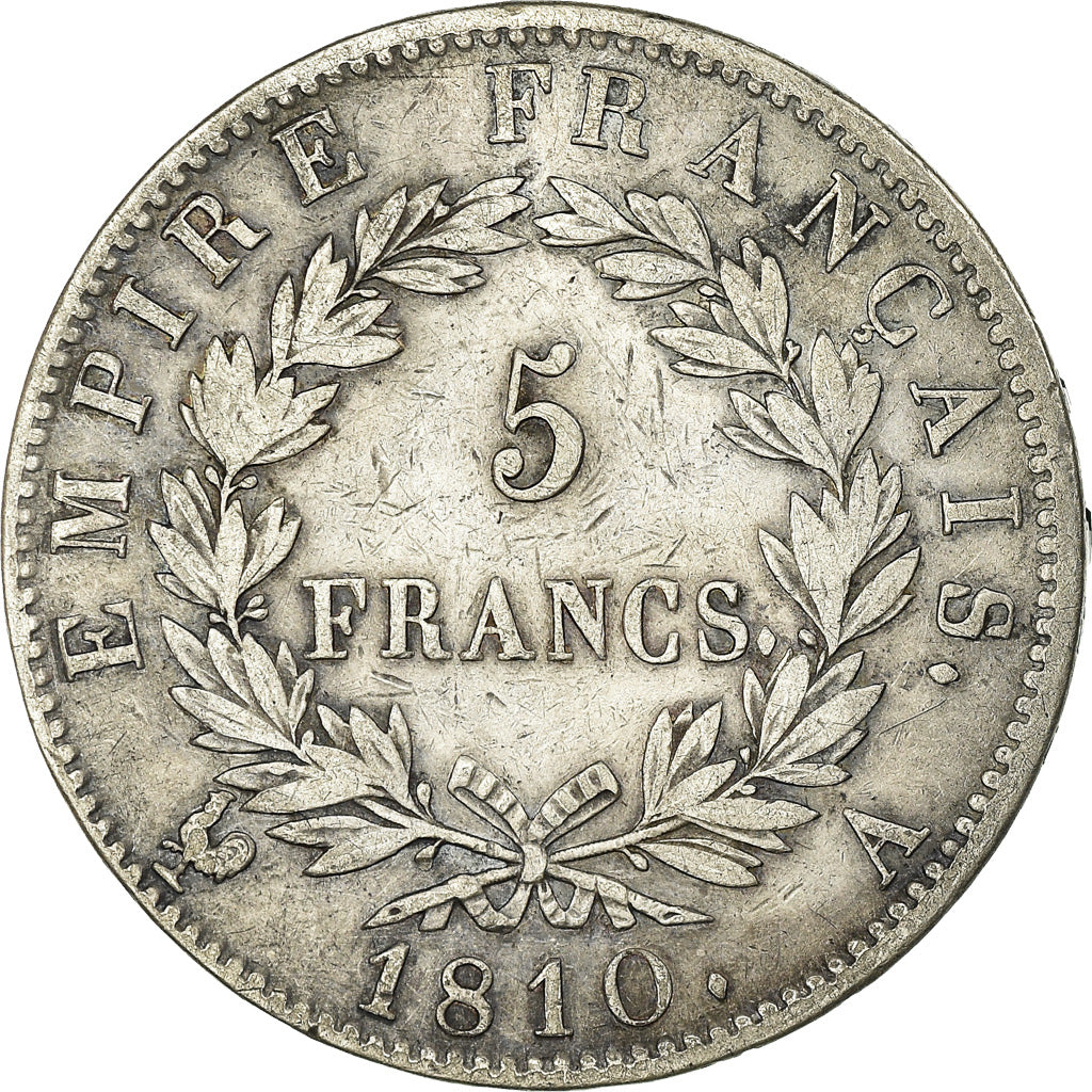 Munten, Frankrijk, Napoleon I, 5 Francs, 1810, Paris, ZF, Zilver, Gadoury:584
