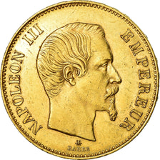 Moneda, Francia, Napoleon III, 100 Francs, 1855, Strasbourg, MBC+, Oro