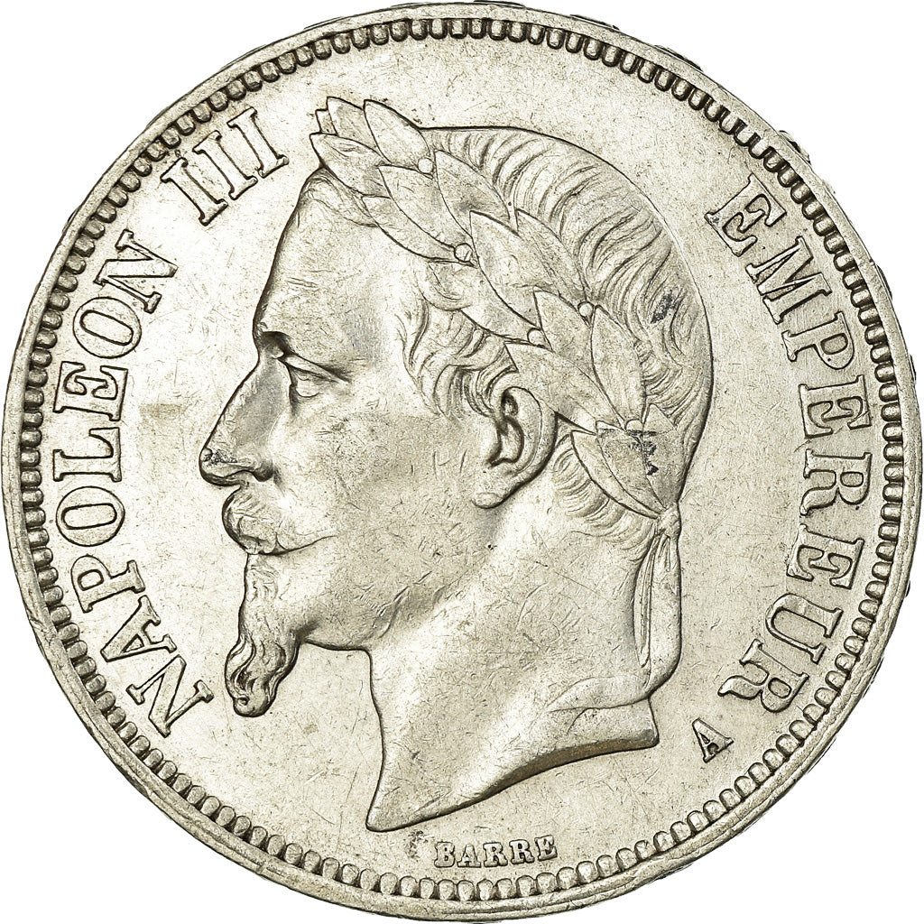 Coin, France, Napoleon III, 5 Francs, 1867, Paris, AU(50-53), Silver