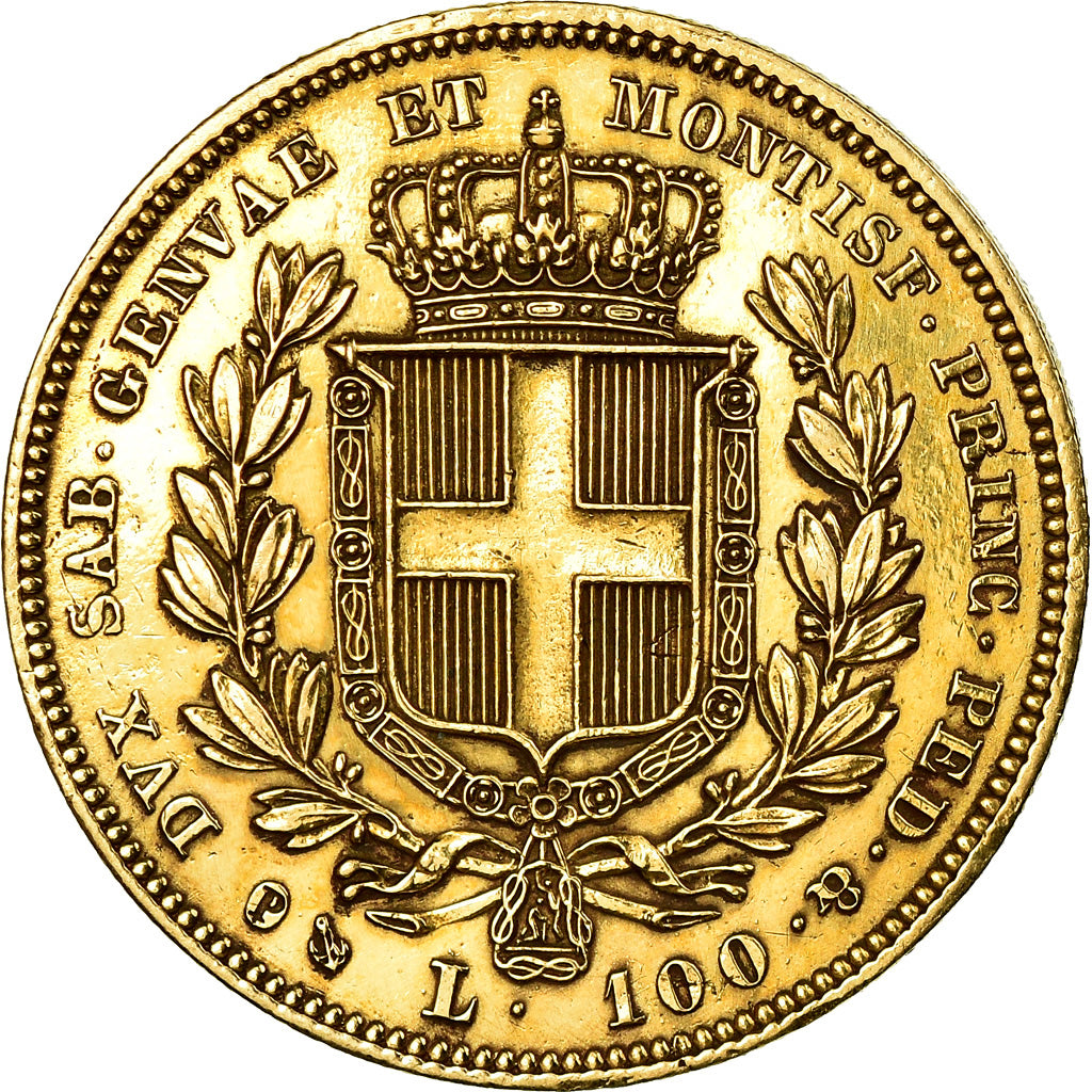 Moeda, ESTADOS ITALIANOS, SARDINIA, Carlo Alberto, 100 Lire, 1840, Genoa