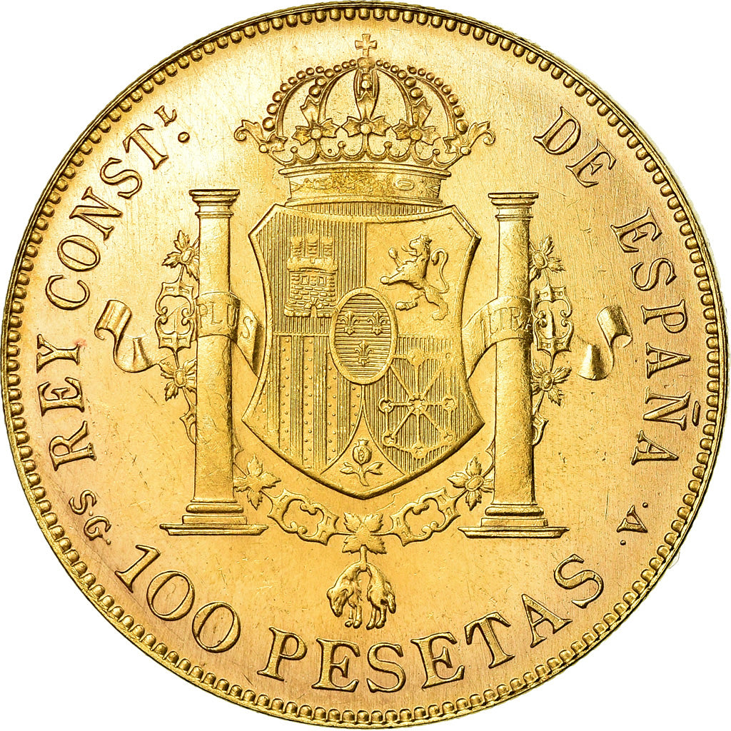 Coin, Spain, Alfonso XIII, 100 Pesetas, 1962, MS(63), Red Gold, KM:708