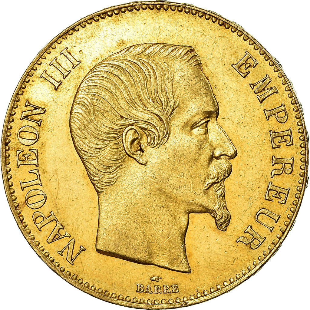 Coin, France, Napoleon III, 100 Francs, 1858, Paris, AU(55-58), Gold
